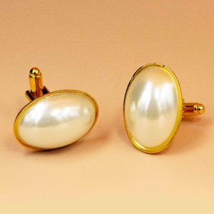 FAUX PEARL GOLD PLATED CUFFLINKS - McXP1